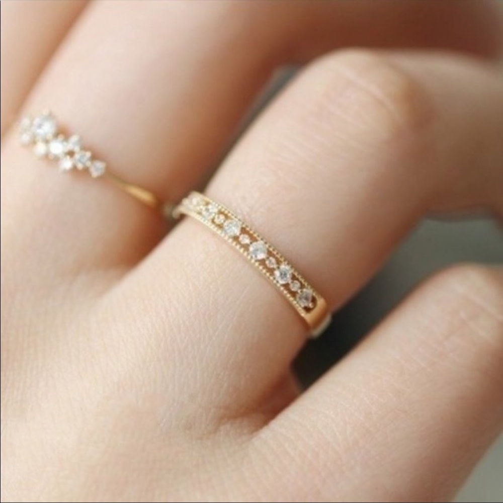 New 18 K Yellow Gold Plated Diamonds Ring - Picture 7 of 7